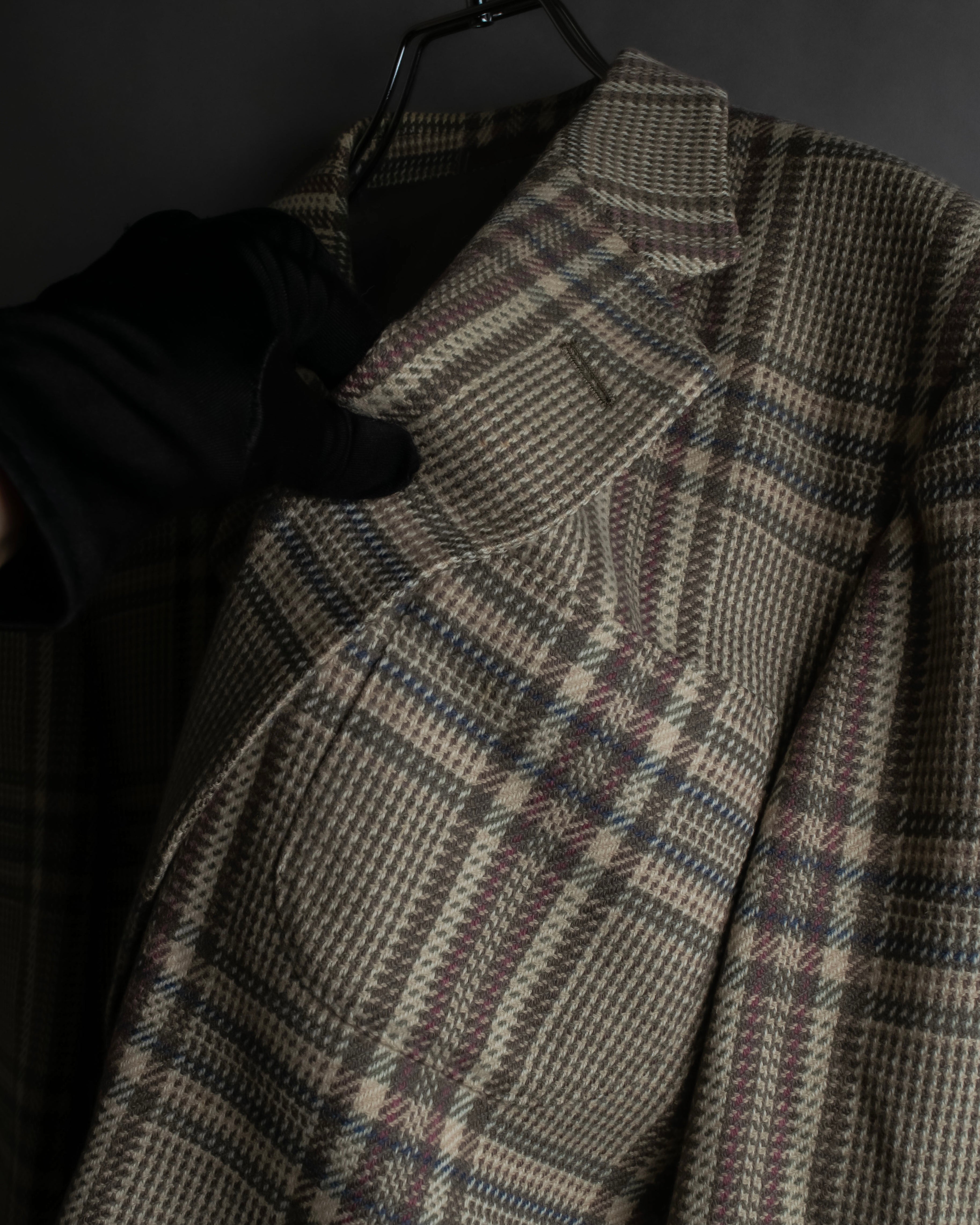 "BURBERRYS" Windowpane pattern tweed tailored jacket