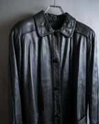 "VALENTINO" Power shoulder detail shape leather coat