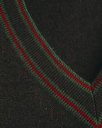 “GUCCI” 90’s-00’s Web stripe V-neck knit sweater