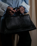 "FENDI" Hand stitched design leather hand bag