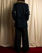 "VALENTINO" Fur collar double-breasted wool coat