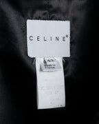 "CELINE" Hedi Slimane period metal buckle design long coat