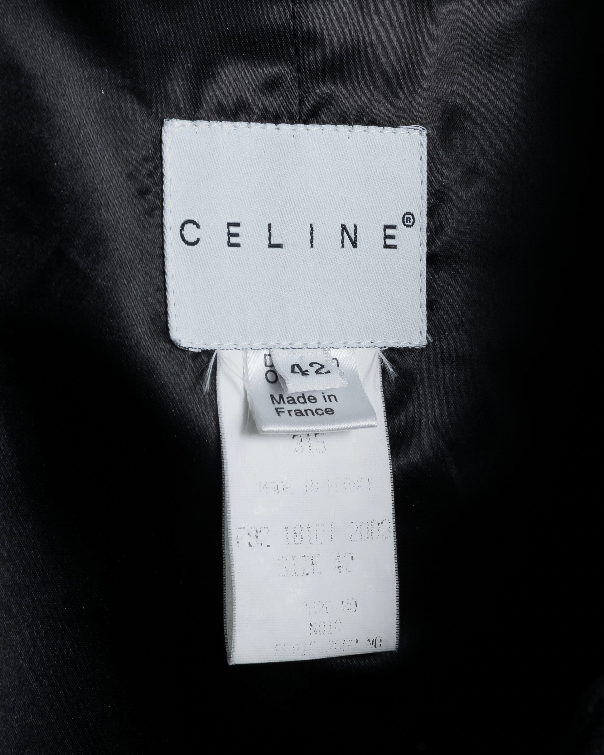 "CELINE" Hedi Slimane period metal buckle design long coat