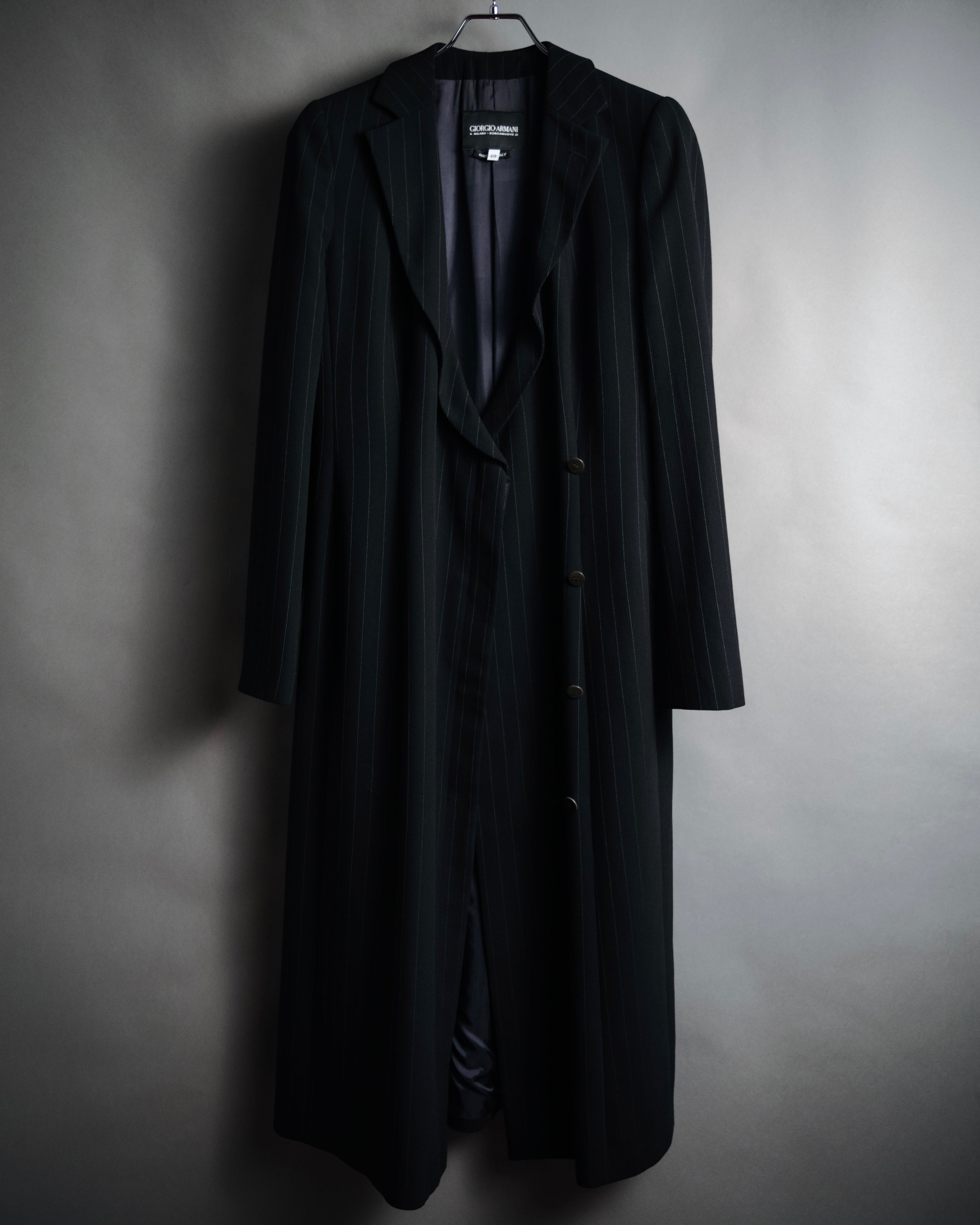 –SPECIAL– "GIORGIO ARMANI"
90’s Borgonuovo 21 pinstripe fly front long coat