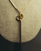 "Christian Dior" 80's-90's Gold tone rhinestone cd lariat necklace