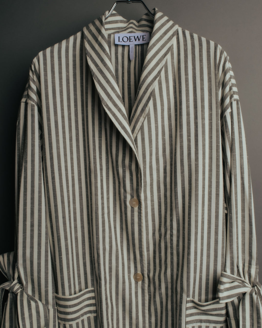 -SPECIAL- “LOEWE” 2010’s striped ribbon sleeve long gown coat