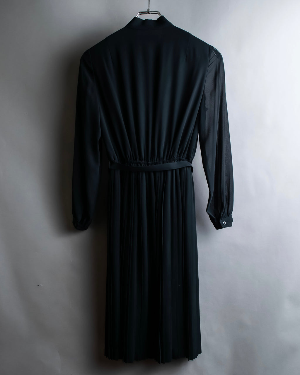 "SOANA" Bowtie belted design long black dress