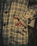 -SPECIAL- "Hermès" 10's Textured linen blend check blazer