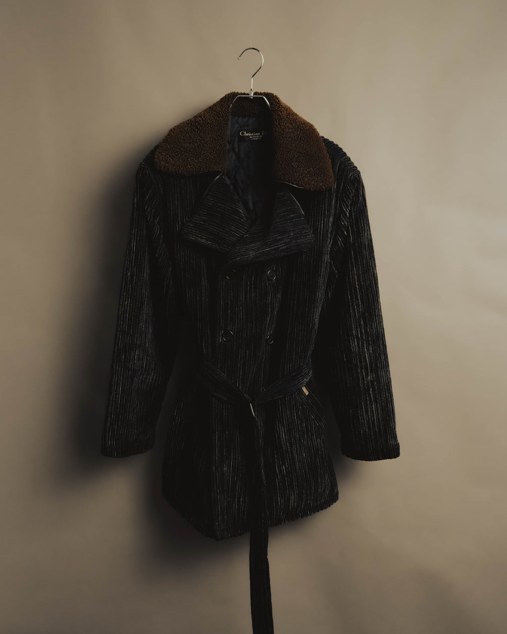 "Christian Dior" 80's-90's Classically tailored belted double-breasted coat