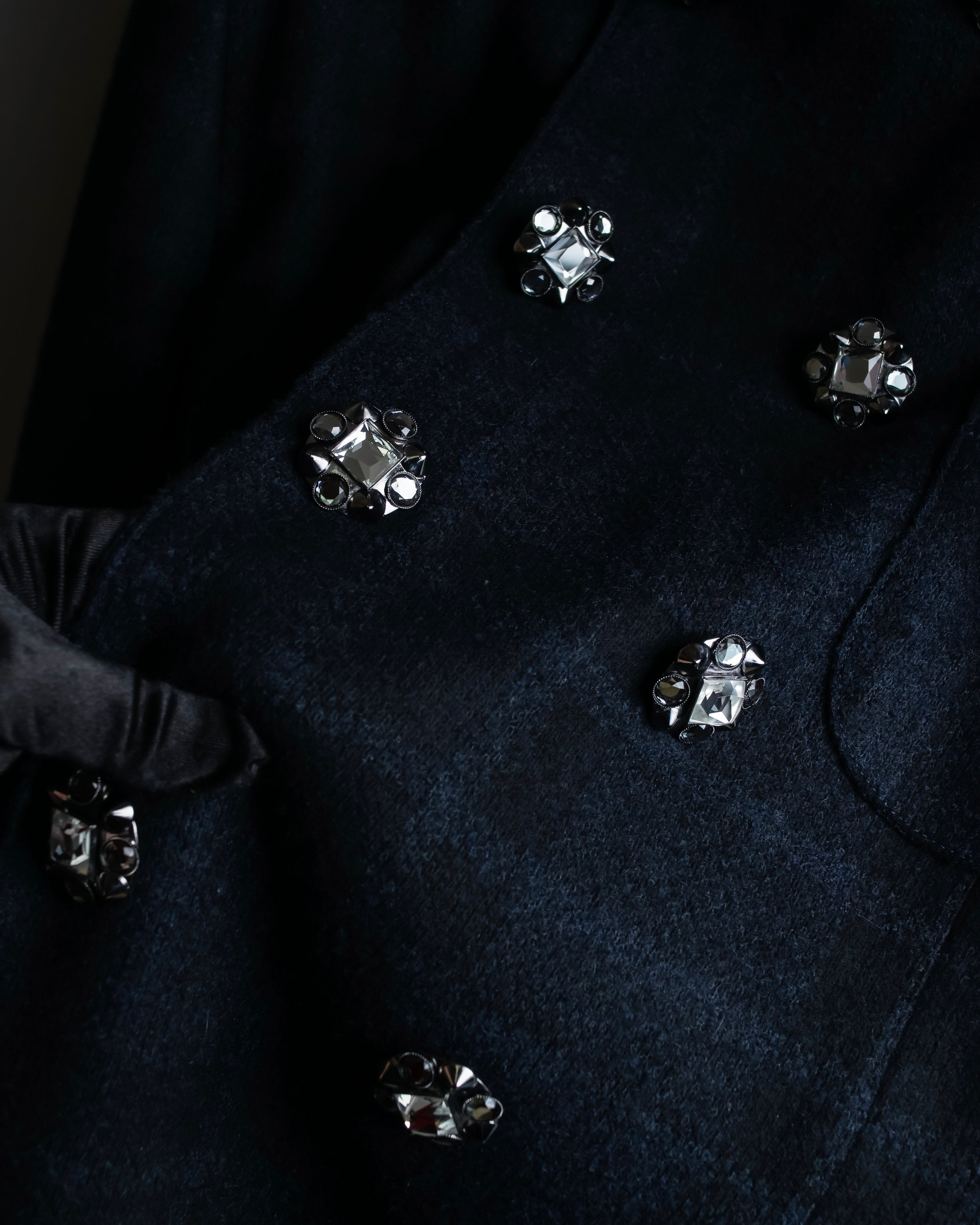 "DOLCE & GABBANA" Double-breasted bejeweled button check pattern jacket