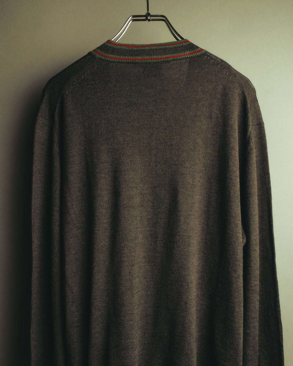 “GUCCI” 90’s-00’s Web stripe V-neck knit sweater