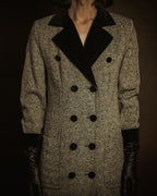 –SPECIAL– "CELINE" 70’s-80’s Classic tweed velvet-collar long coat