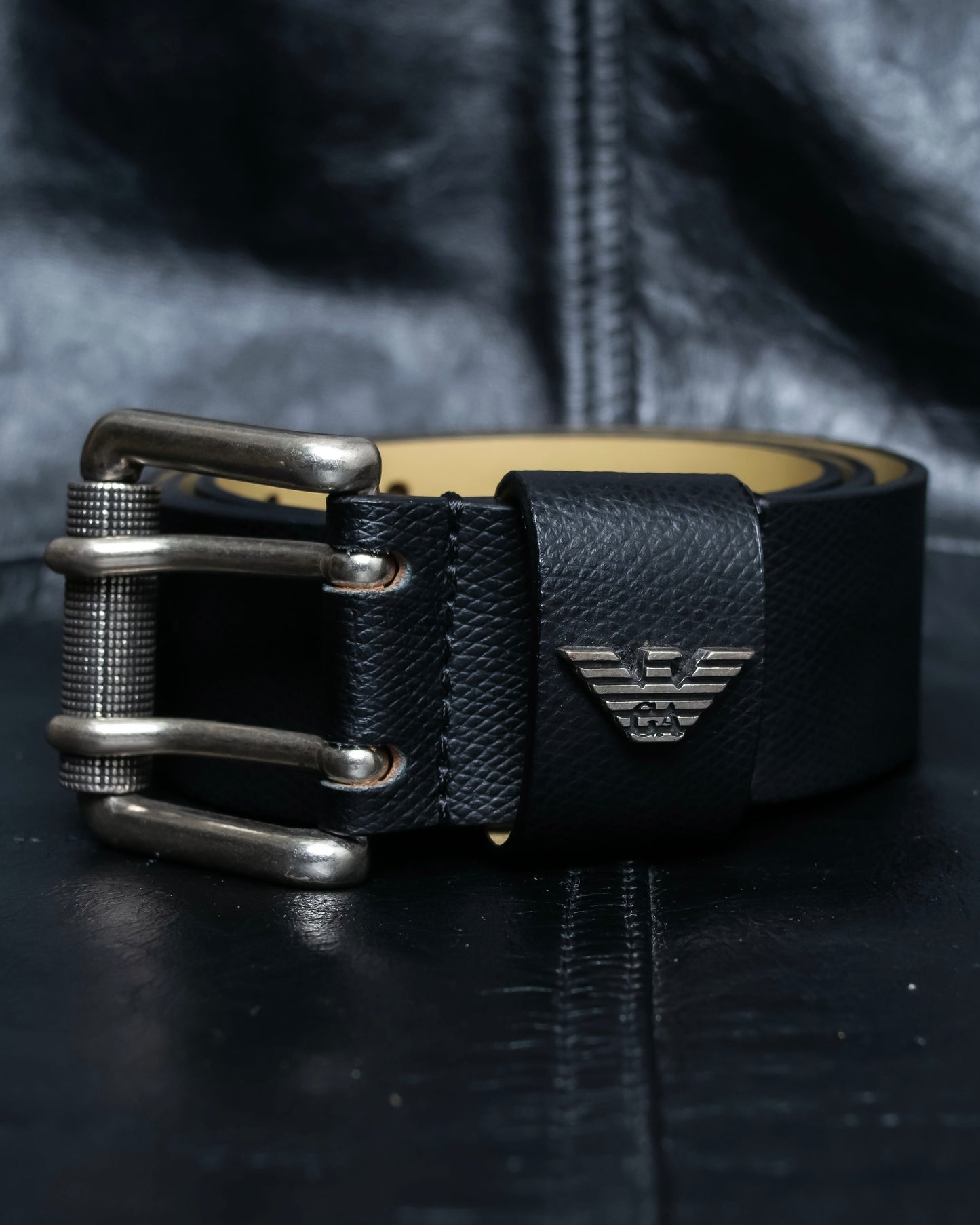 “EMPORIO ARMANI” Logo designed double buckle belt