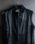 "BALMAIN" Braided detail lamb leather zip-up vest
