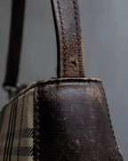 "BURBERRY" Nova check pattern leather combination shoulder bag