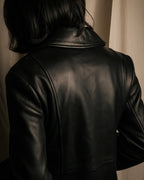 "COACH" Double-breasted panel work design leather coat