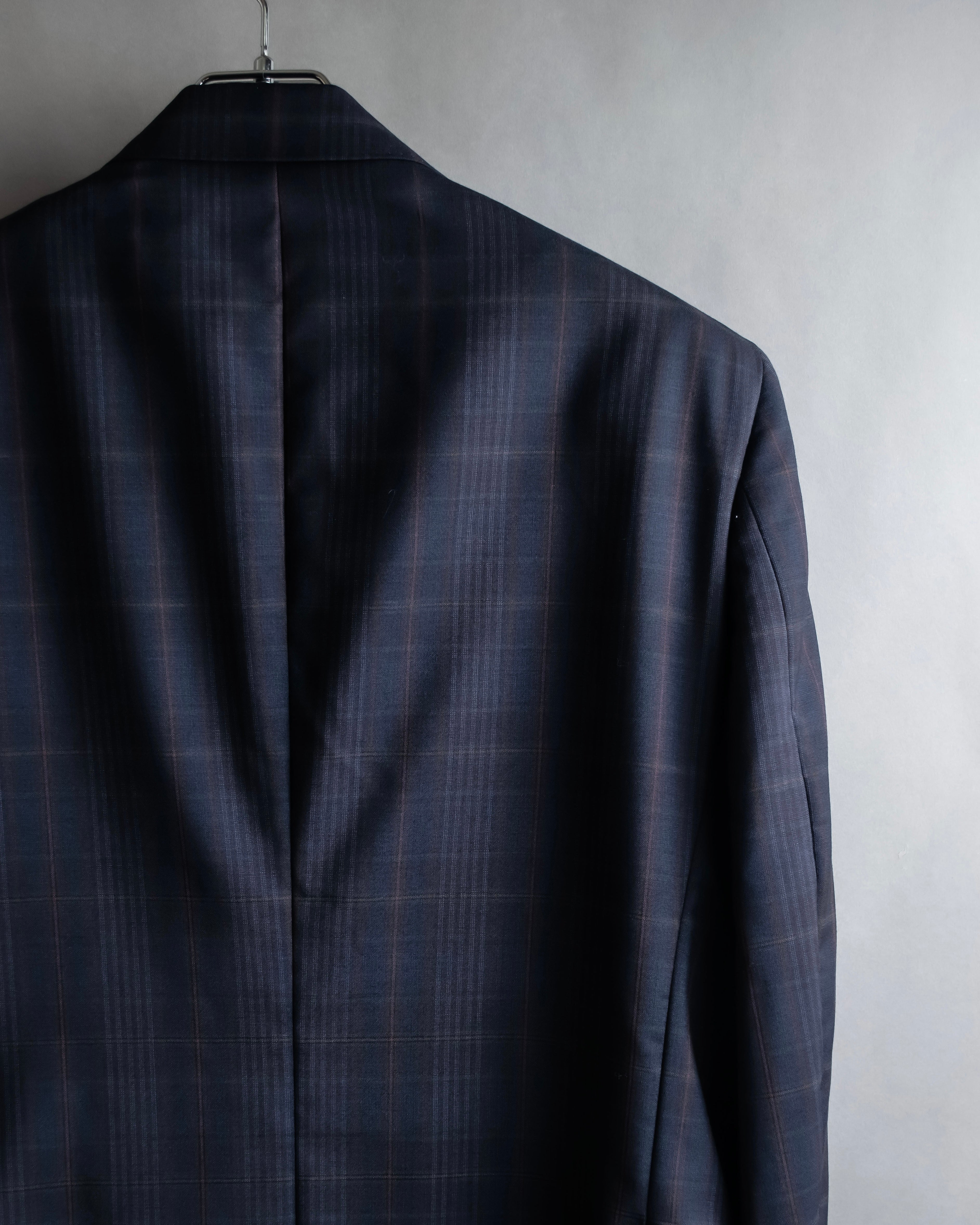 "BURBERRYS" Micro check pattern metal button blazer