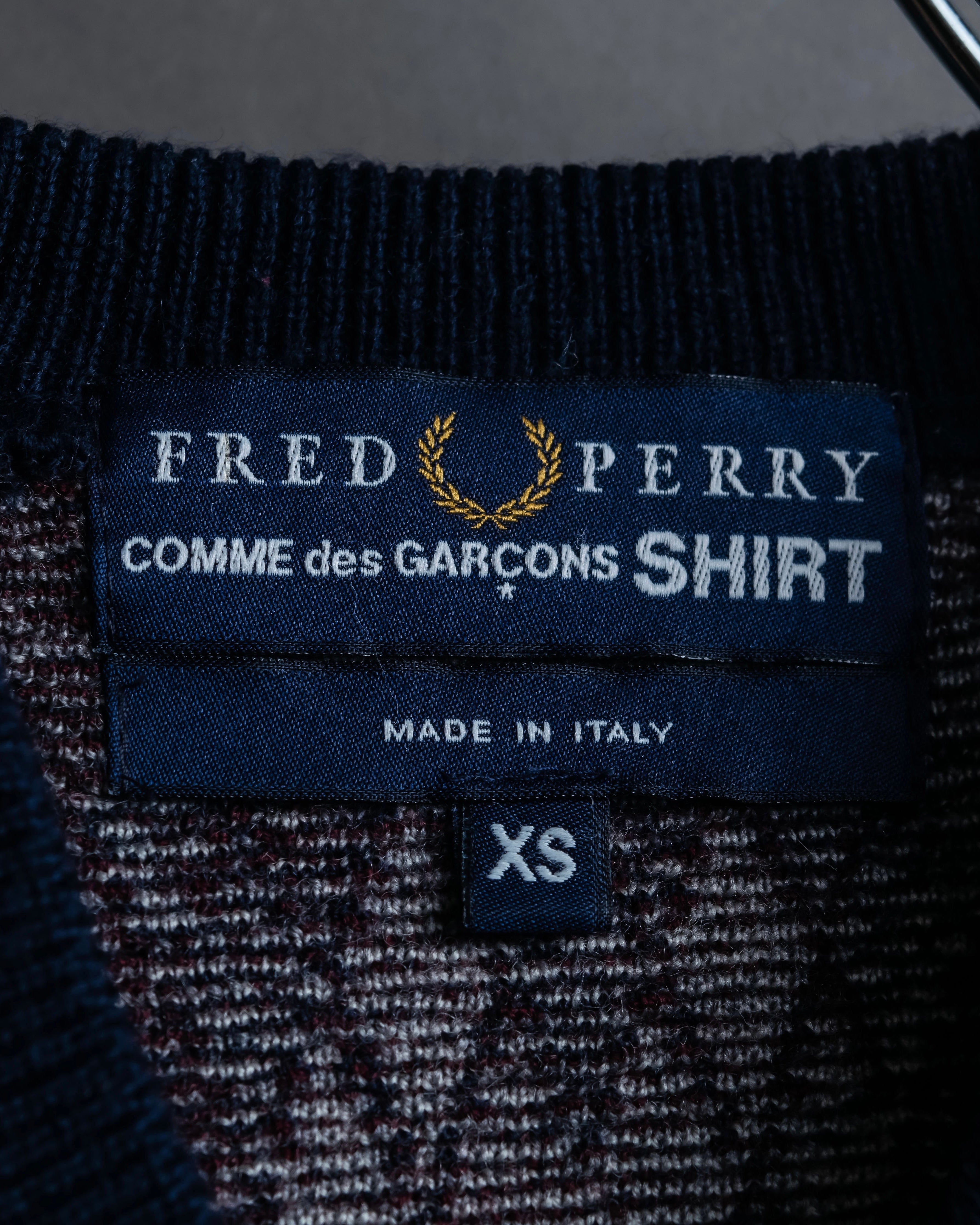 "COMME des GARCONS SHIRT × FRED PERRY" Argyle pattern box silhouette wool knit