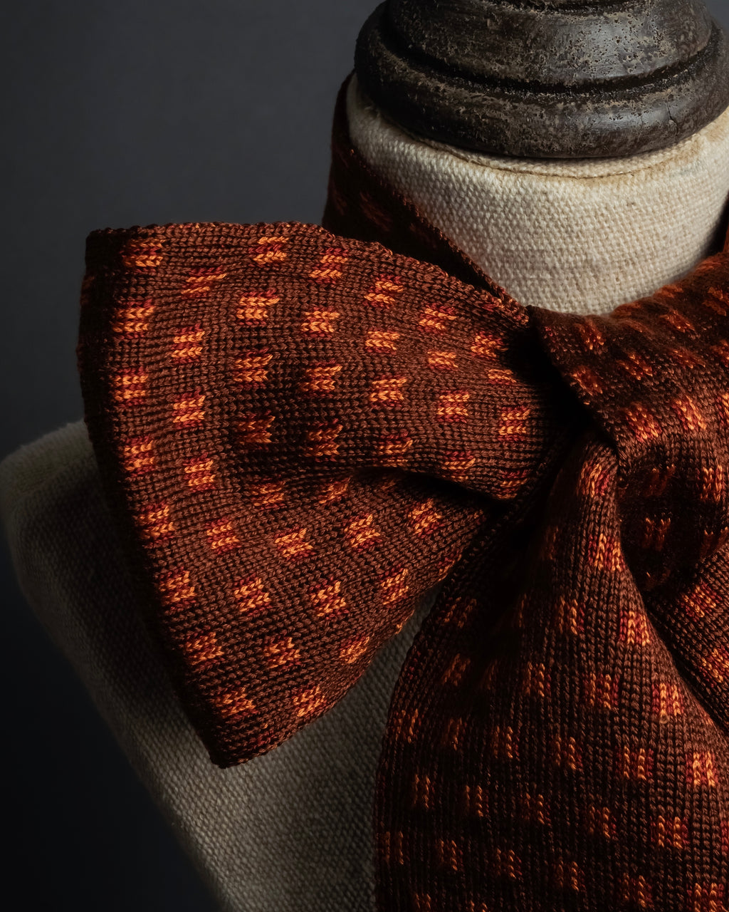 "HERMES" Mosaic dot knit silk neck tie