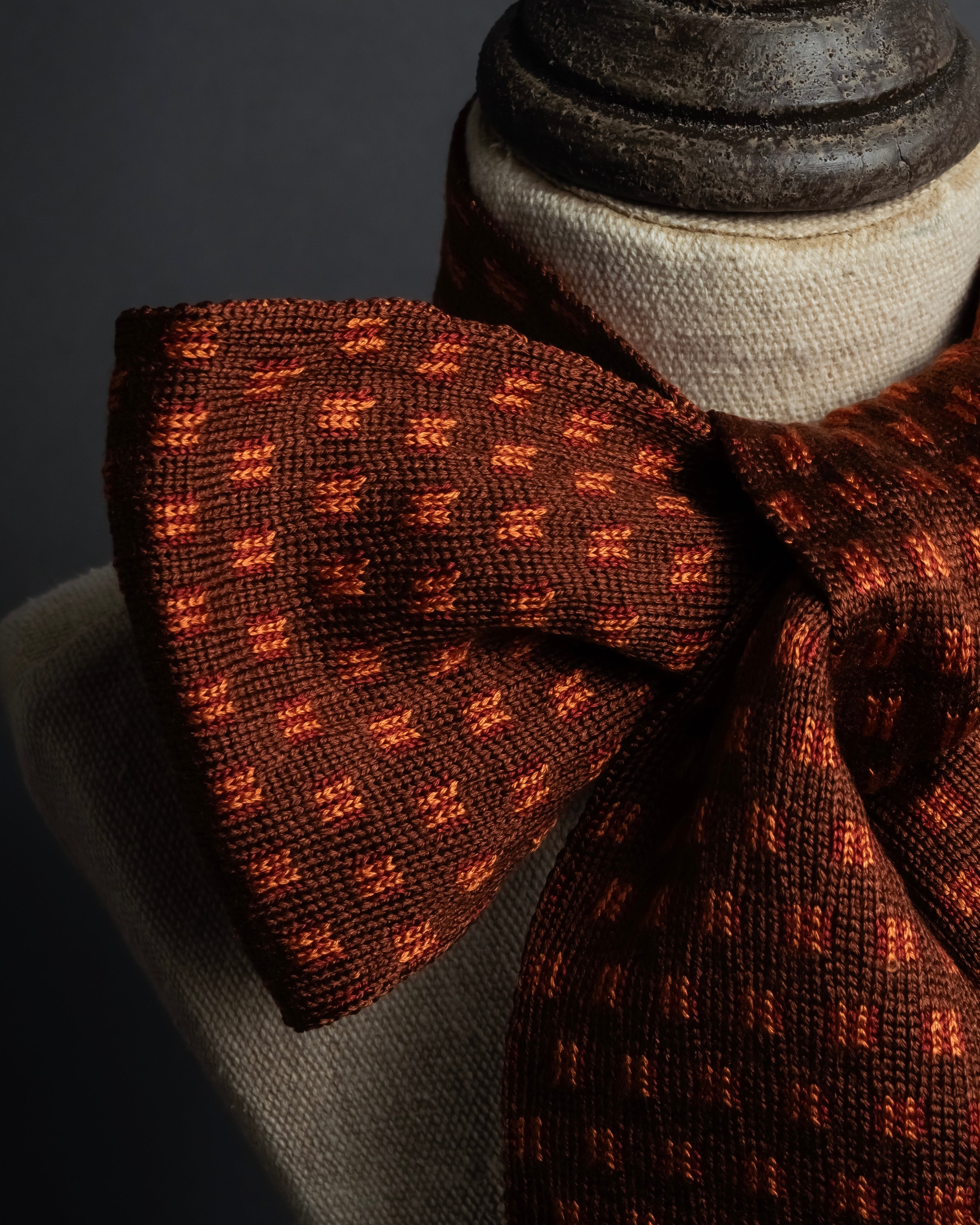 "HERMES" Mosaic dot knit silk neck tie