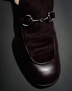 "GUCCI" 90’s-00’s Horsebit haircalf panel loafers