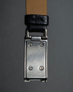 "PRADA" Logo engraved metal plate design leather bracelet