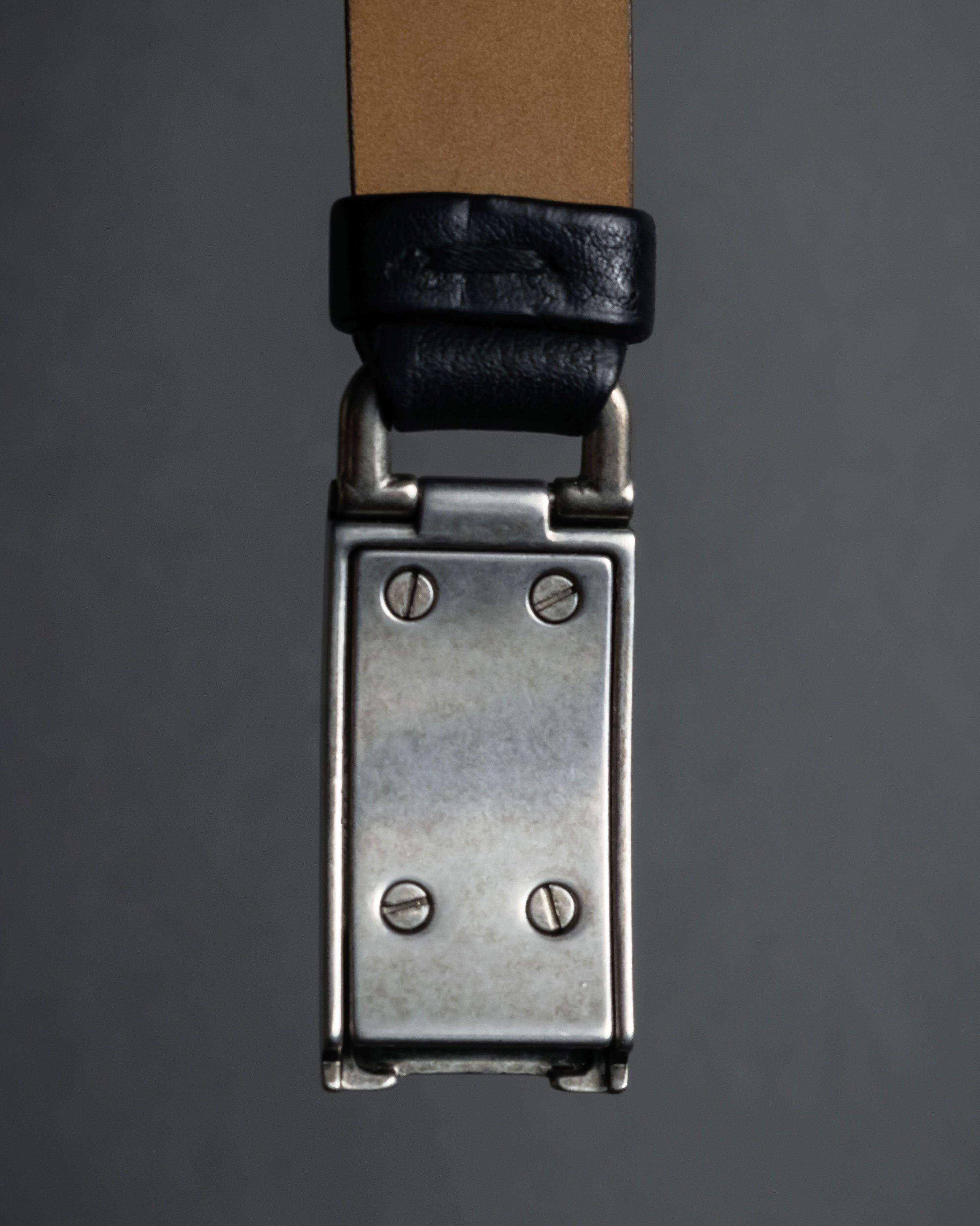 "PRADA" Logo engraved metal plate design leather bracelet