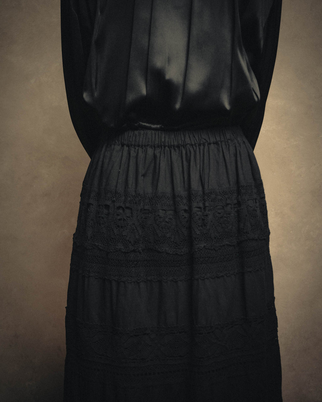 -SPECIAL- “tricot COMME des GARÇONS“ 2002SS Lace panel gathered skirt