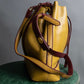 "Cartier" Drawstring design bicolor leather shoulder bag