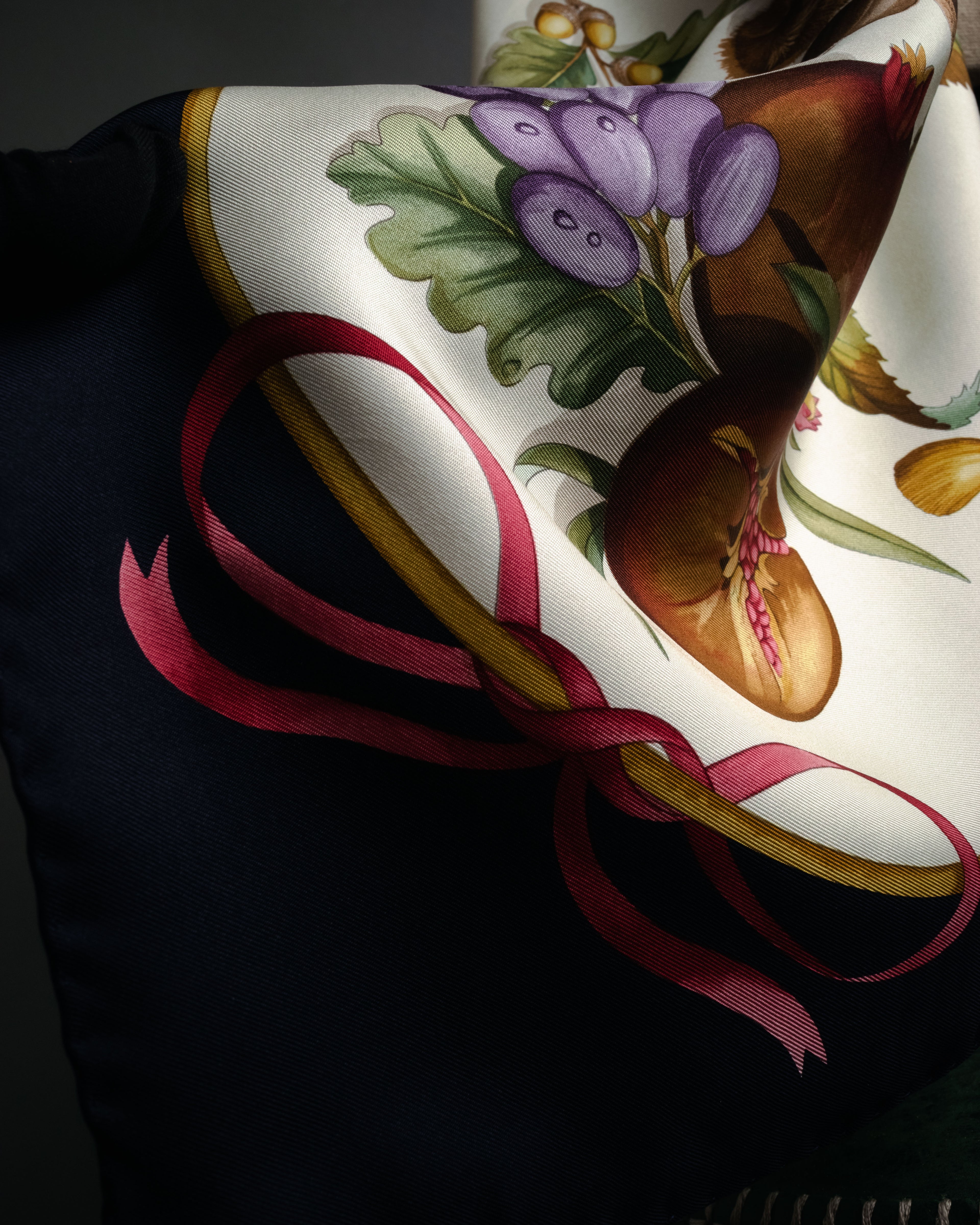 “Salvatore Ferragamo” 90’s Harvest still life silk scarf