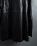 "COACH" Double-breasted panel work design leather coat