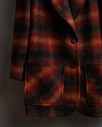 "American Eagle" Warm-colored check pattern shawl collar jacket