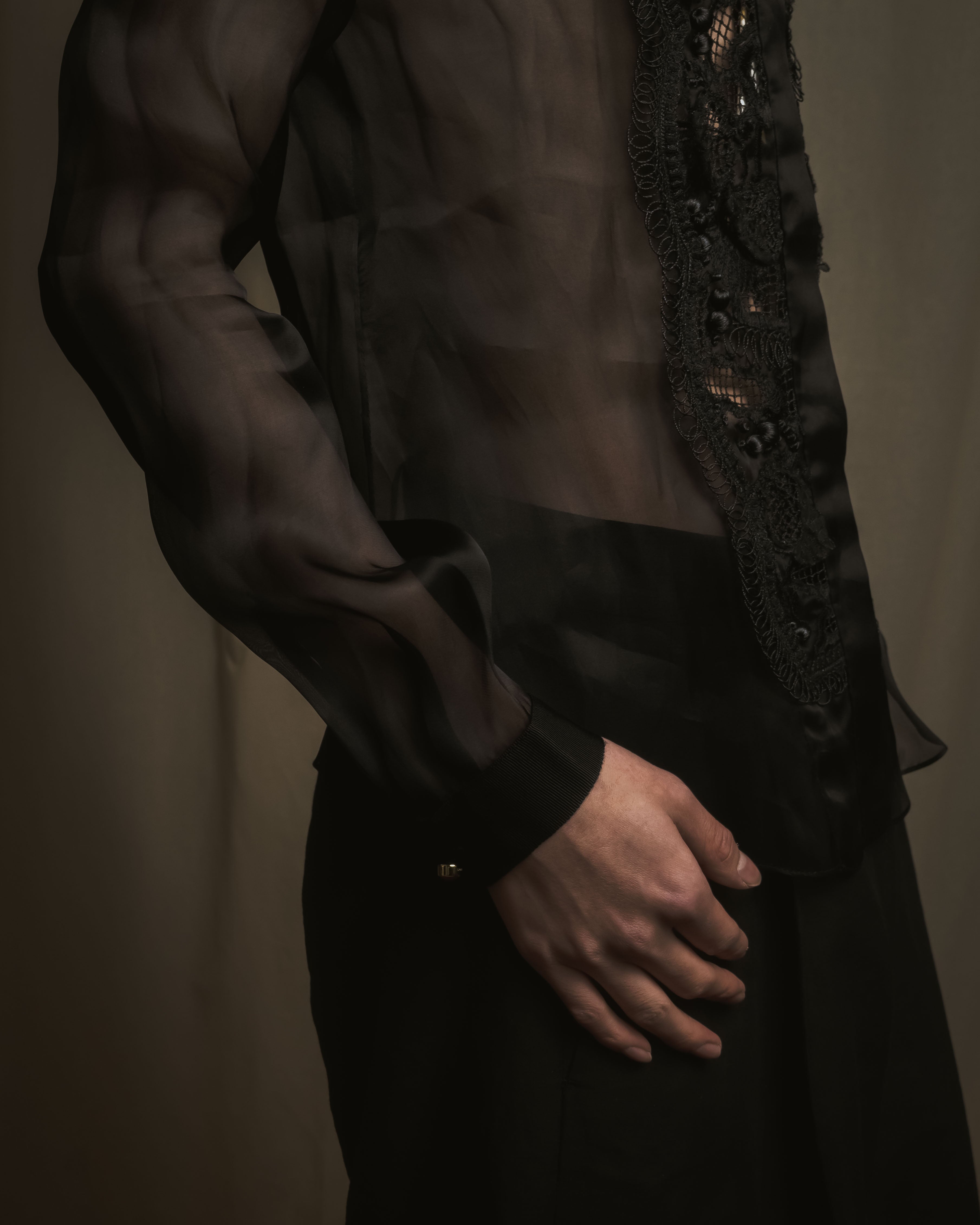"LOEWE" 2014AW Sheer embroidered shirt