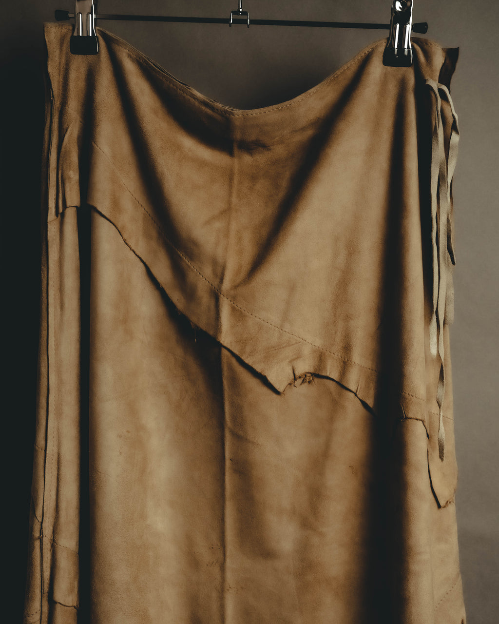 “DOLCE&GABBANA” 1999-2003 Distressed suede patchwork maxi skirt
