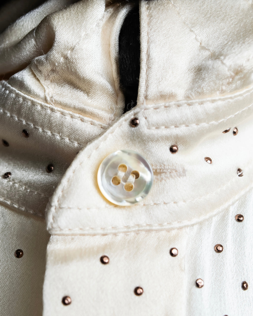 "Saint Laurent Paris" 100% silk rhinestone design shirt