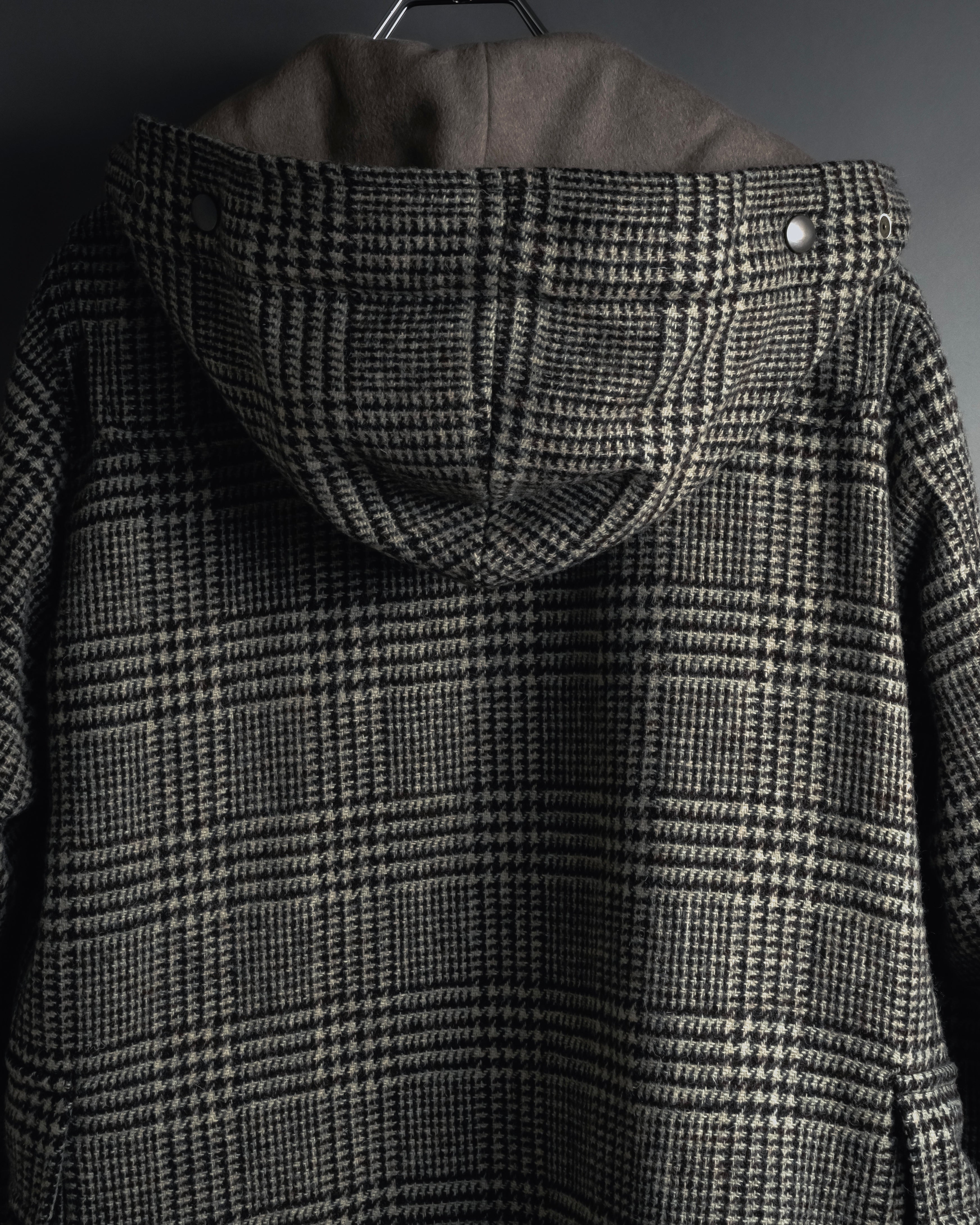 “Harris Tweed” Hooded plaid duffle coat