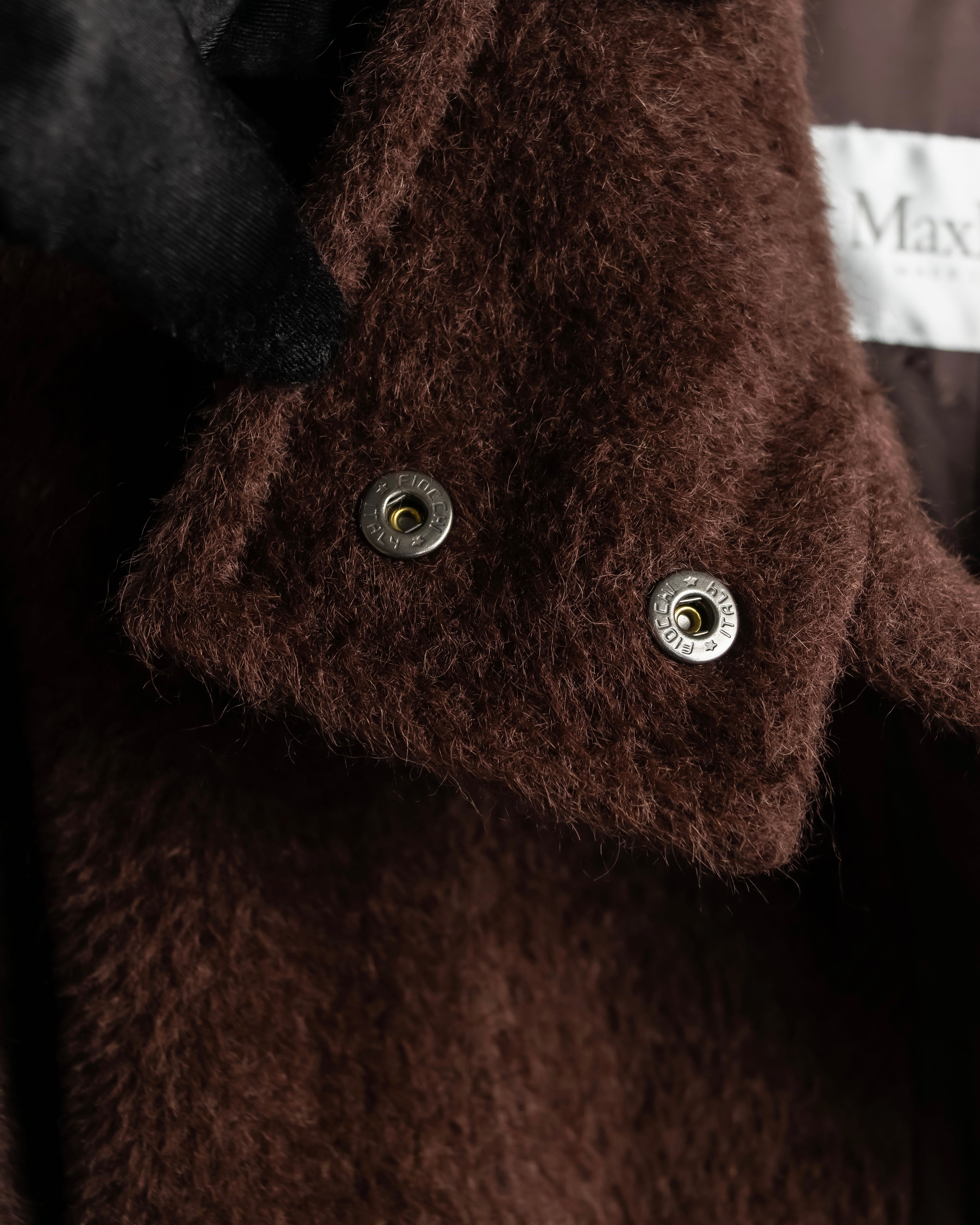 "Max Mara" Alpaca wool belted stand collar long coat