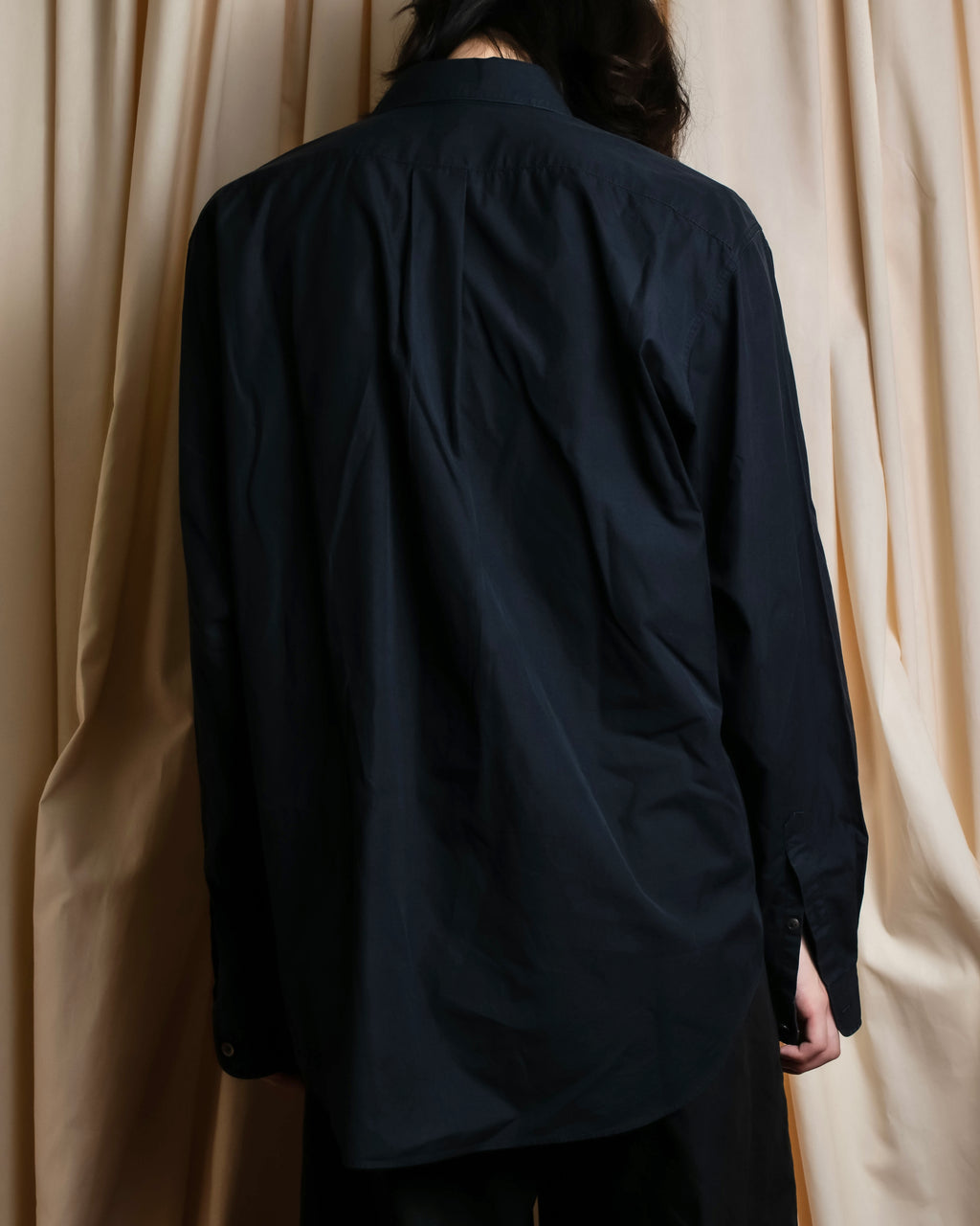 "Yohji Yamamoto COSTUME d’HOMME" Minimal detail cotton poplin black shirt
