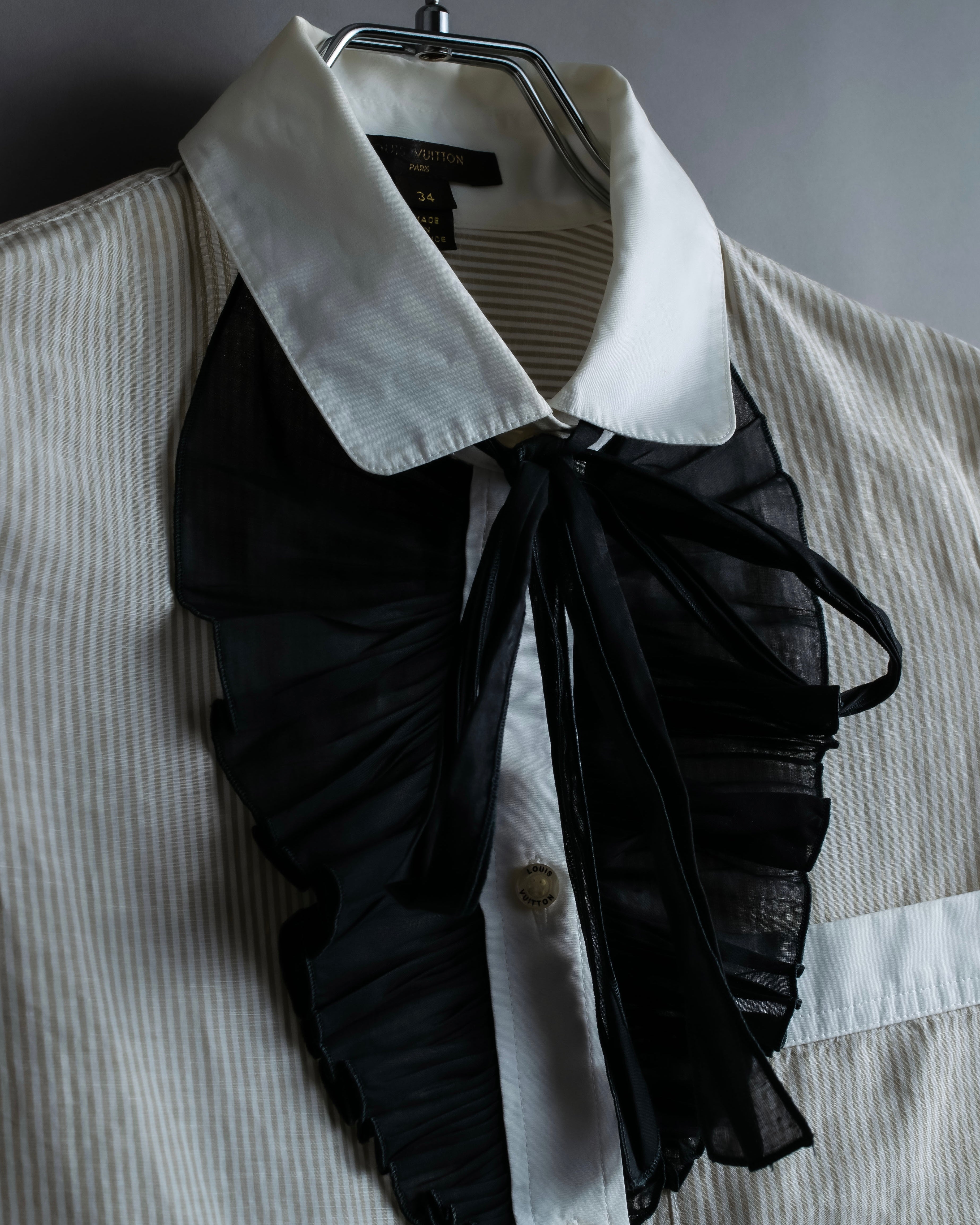 "LOUIS VUITTON" Ribbon frill design regular collar shirt