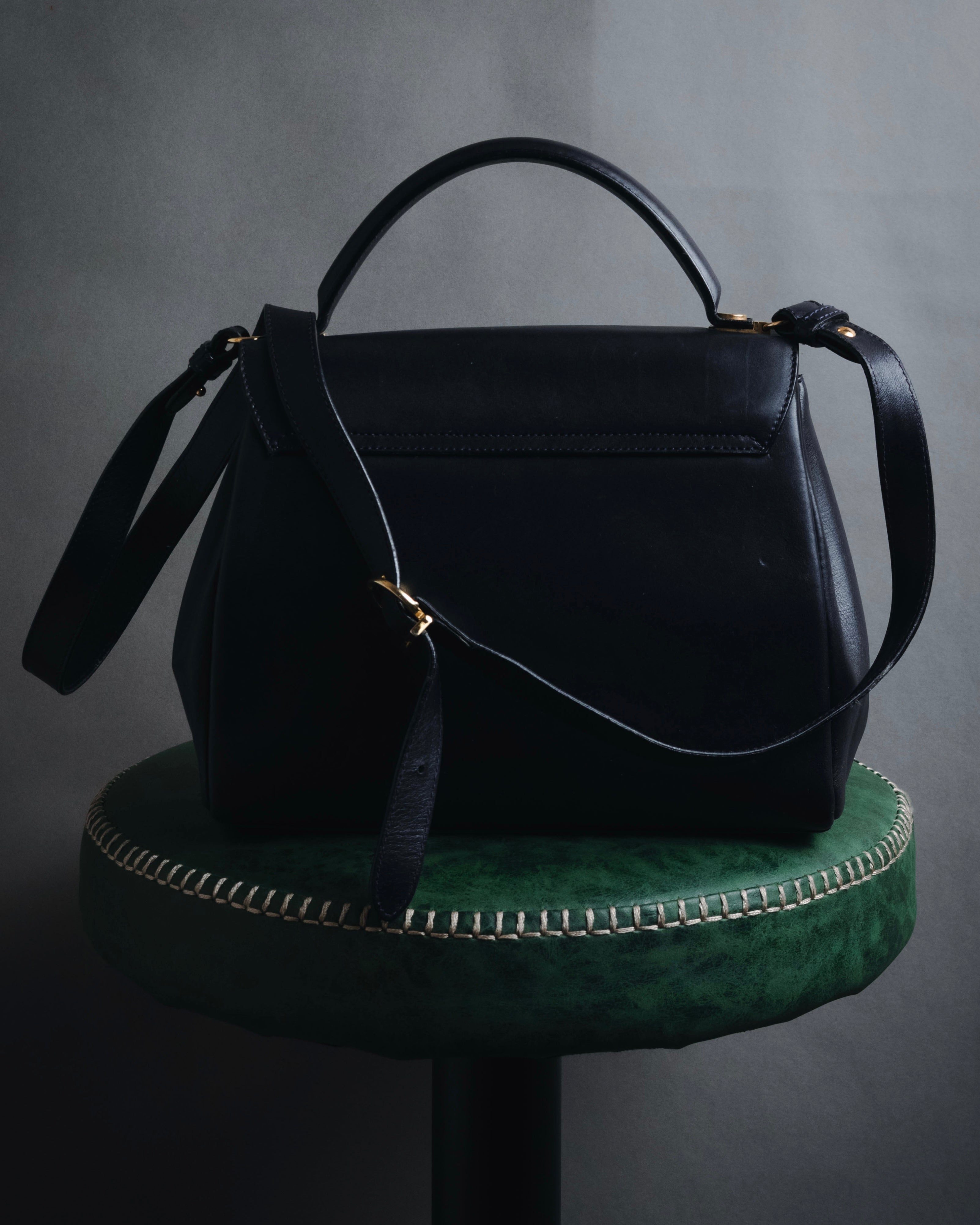 "Salvatore Ferragamo" Structured top-handle leather satchel bag