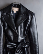 "MATÉRIEL TBILISI" Draped belted synthetic leather long jacket