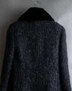 "Valentino Garavani" Fur collar boucle wool mid-length coat