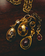 -SPECIAL - “CHANEL” 70’s-80’s Gripoix glass cabochon charm sautoir necklace