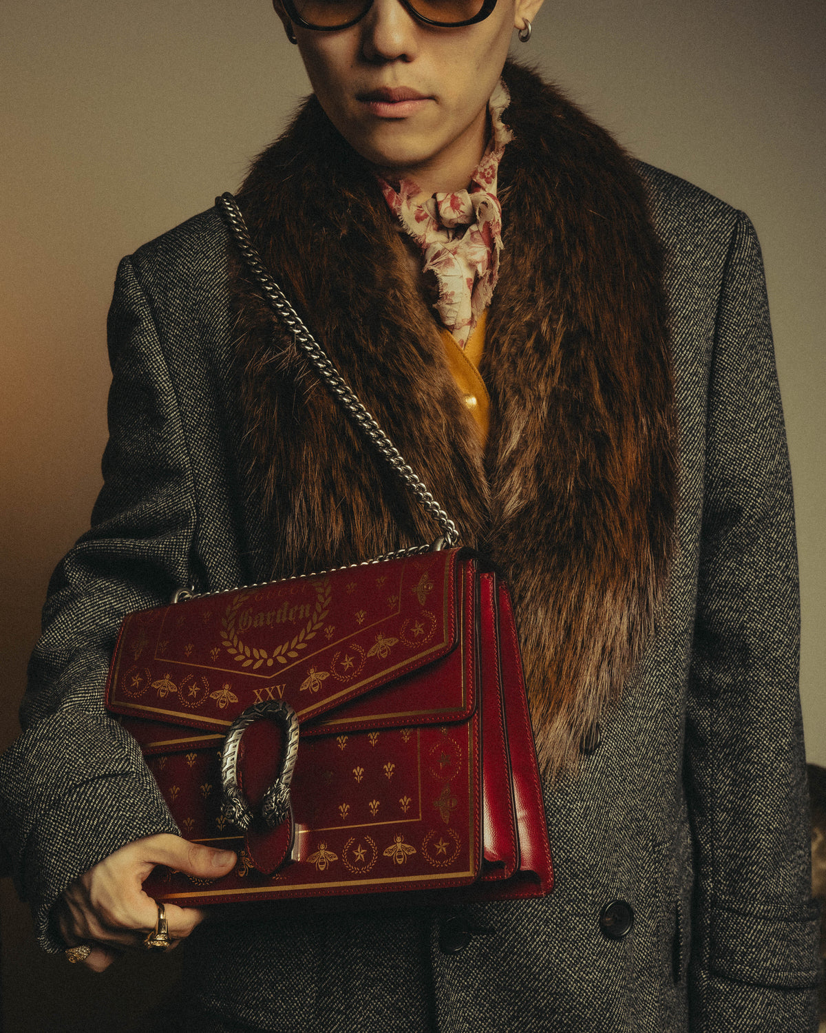 -SPECIAL- "GUCCI" 2010's-20's Collectible gucci garden embellished leather dionysus chain shoulder bag