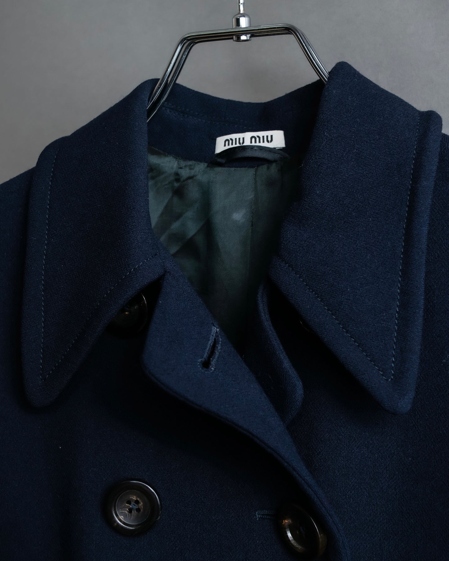 "MIU MIU" Double breasted rounded wool peacoat