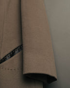 -SPECIAL- "FENDI" 90's-00's Cashmere blend long coat with leather contrast