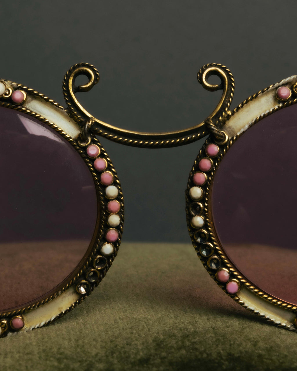 "Christian Dior" 70's-80's Vintage ornate jewel-embellished round sunglasses