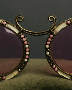 "Christian Dior" 70's-80's Vintage ornate jewel-embellished round sunglasses