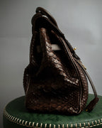 "Vintage turnlock design python leather bag"