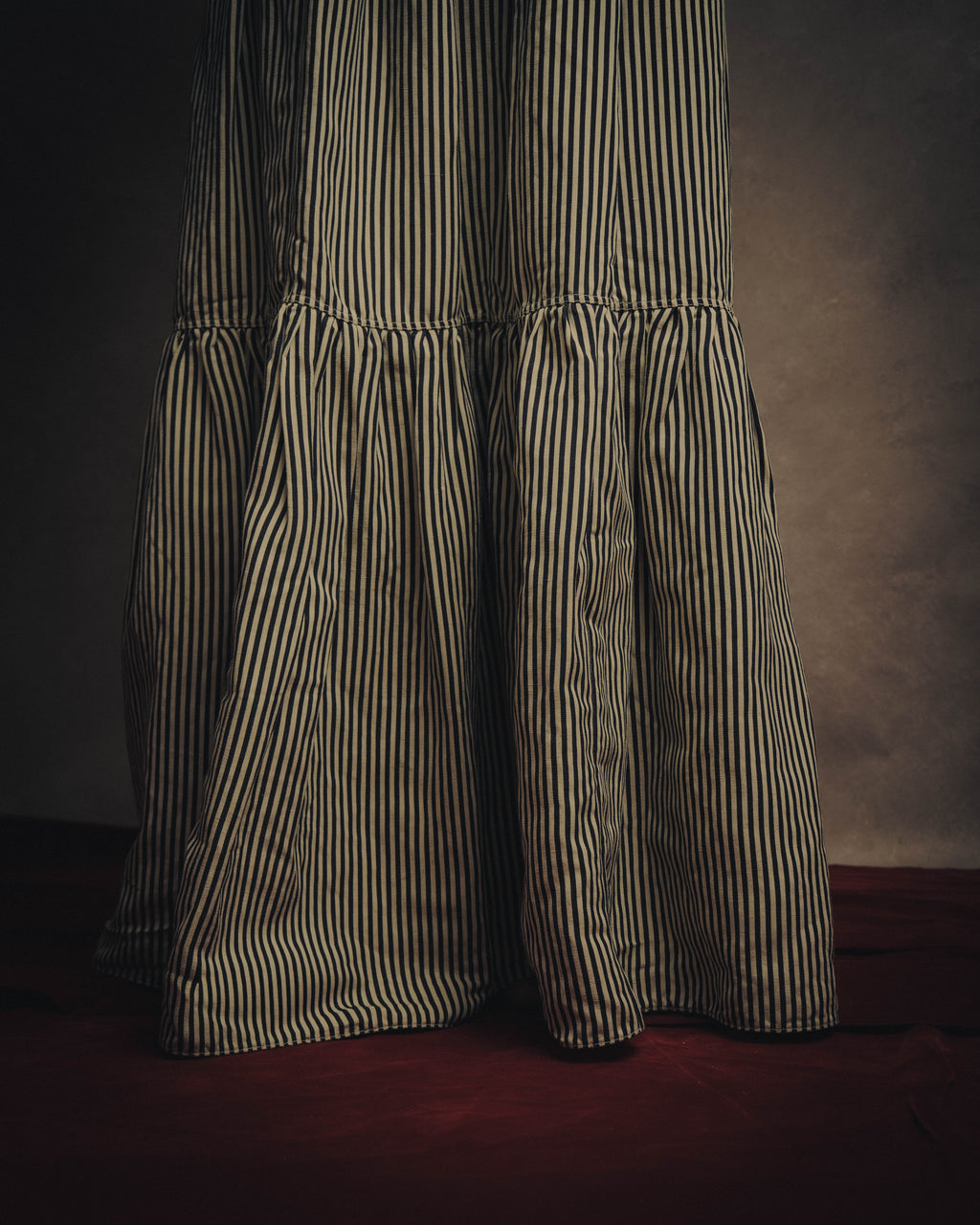 -SPECIAL- “Christian Dior” 2021 cruise striped linen silk tiered skirt